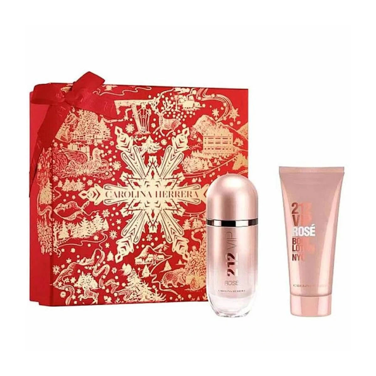 Carolina Herrera 212 VIP Rose Edp 80ml + Body Lotion 100ml Gift Set For Women